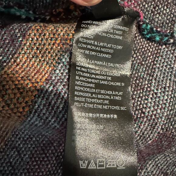 Anthropologie Rosetta Sweater Jacket Plaid M Office Career Boho Blazer Warm FLAW - Picture 8 of 12